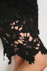 BLACK LACE RACER NECK BODYCON DRESS -  - Avinci