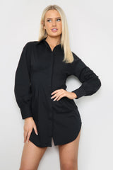 WAIST DETAIL BLACK SHIRT DRESS -  - Avinci