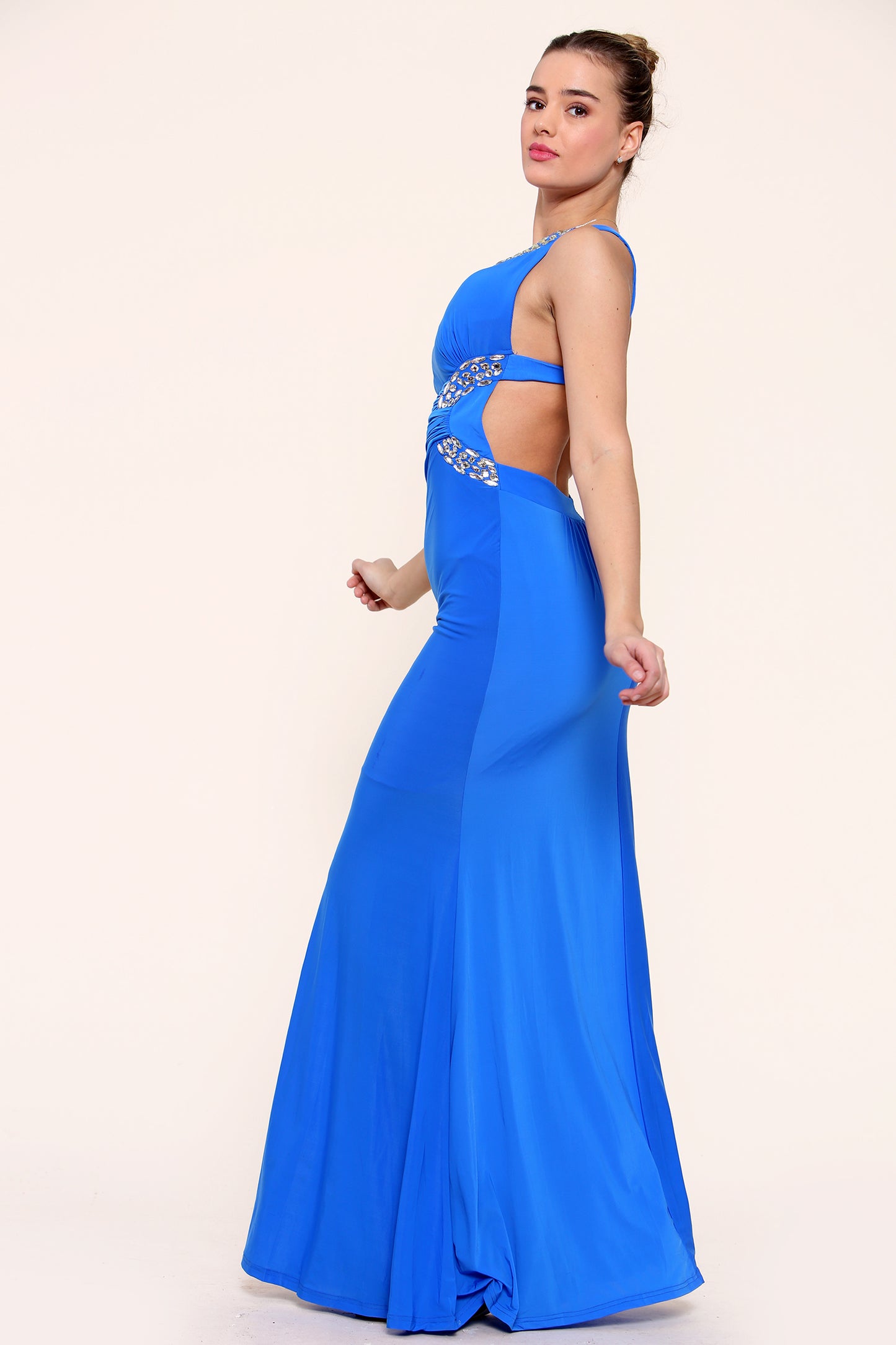 Blue One Shoulder Maxi Dress