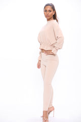 Dusty Pink Long Sleeve Frill Top and Legging Co-Ord Set