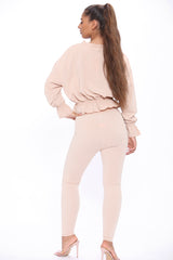 Dusty Pink Long Sleeve Frill Top and Legging Co-Ord Set