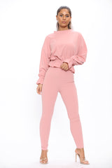 Pink Long Sleeve Frill Top and Legging Co-Ord Set