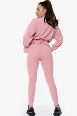 Dusty Pink Frill Detail Lounge Set