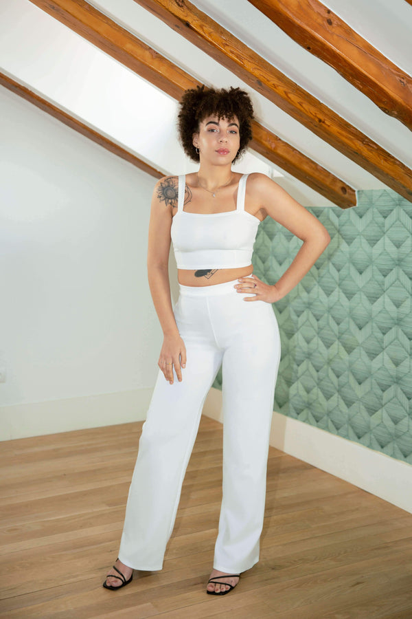 Shape White Crop Top and Wide Leg Trousers Co-ord Set