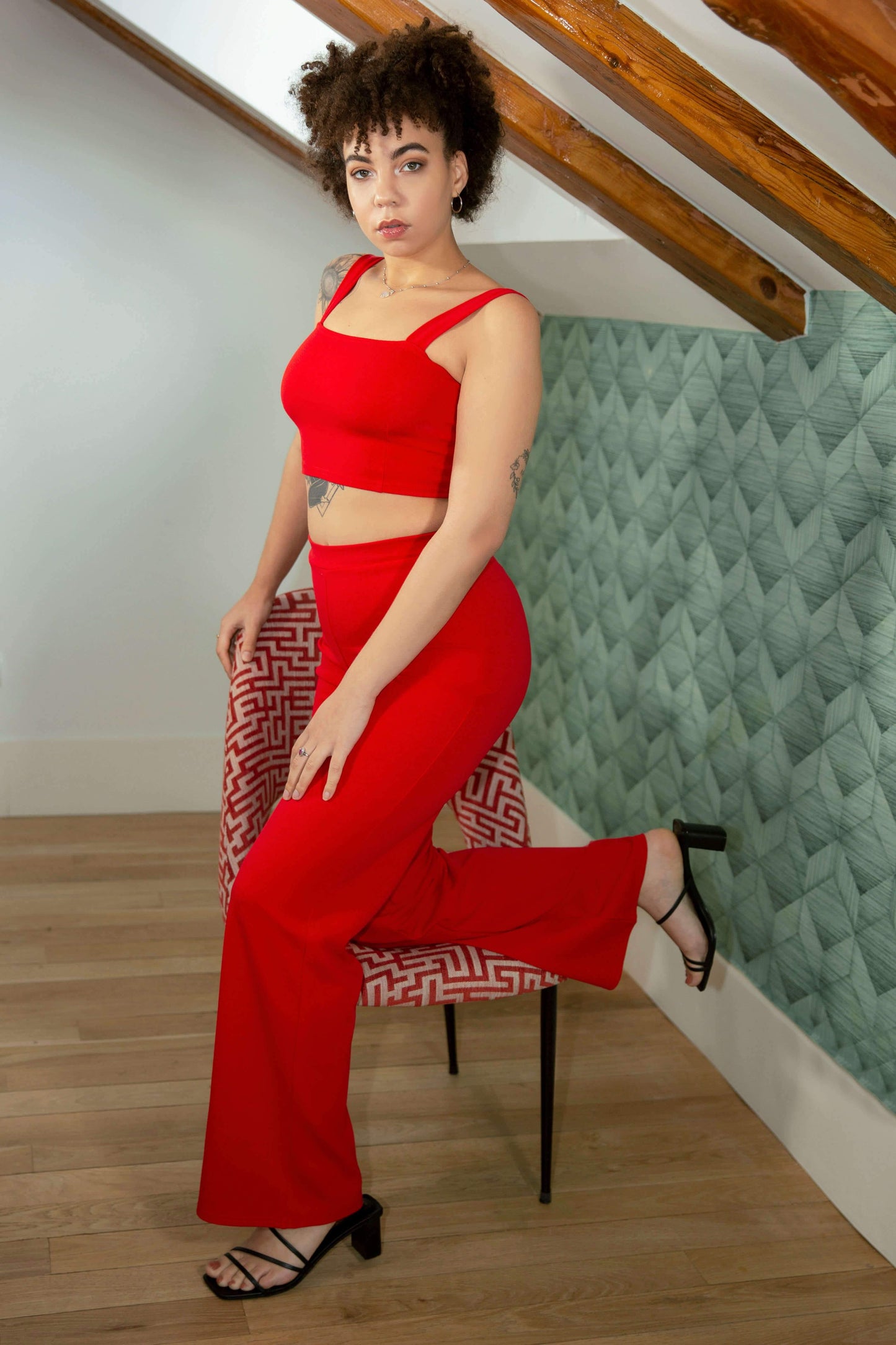 Shape Crop Top and Wide Leg Trousers Co-ord Set