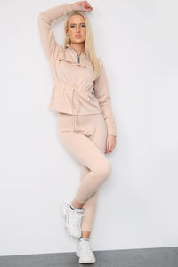 STONE PINK FRILL TRIM TOP AND JOGGERS CO-ORD SET - Co-ords - Avinci