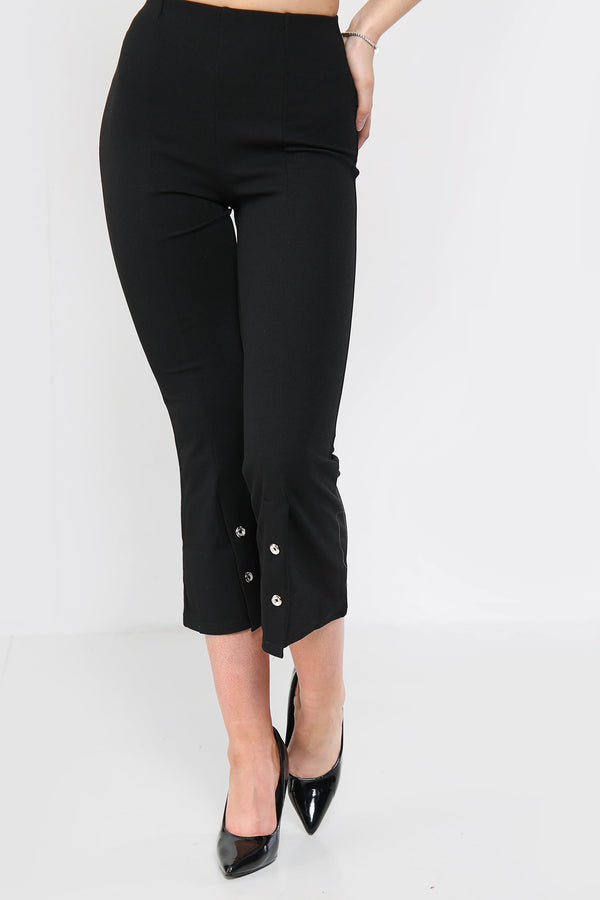 Button Detail Cropped Kickflare Trousers | Avinci