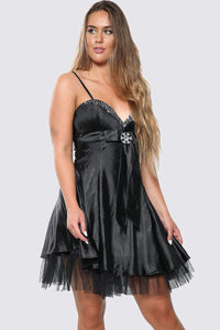Snowflake Crystal Babydoll Mini Dress - Dresses - Avinci