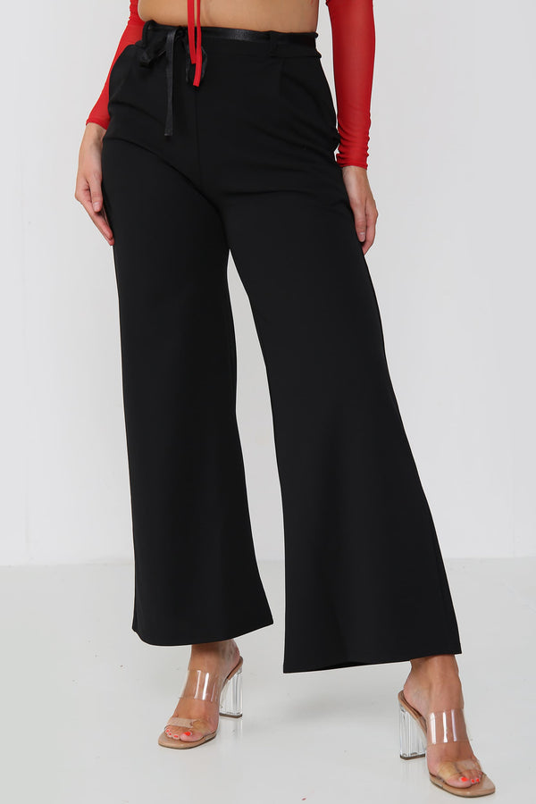Trousers for Women Online | Wide Leg Belted Crepe | Avinci