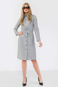 Woven Check Twist Waist Shirt Dress - Day Dress - Avinci