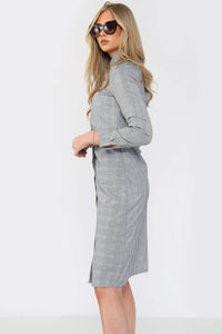 Woven Check Twist Waist Shirt Dress - Day Dress - Avinci