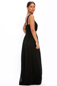 Black Chiffon Crystals Scoop Neck Maxi Dress - Maxi Dress - Avinci