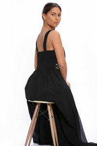 Black Chiffon Crystals Scoop Neck Maxi Dress - Maxi Dress - Avinci