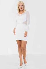 Bodycon Mini Dress for Women Online | White Lace Detail Mesh