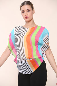 Multicolor Chiffon Partywear: Effortless Style - Tops - Avinci