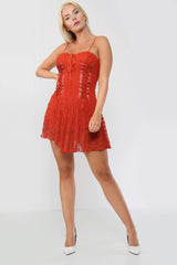 Red Corset Lace Mini Dress | Avinci