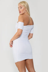 Ruched Bardot Bodycon Mini Dress - Dresses - Avinci
