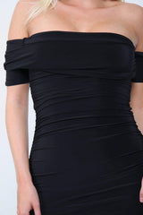 Ruched Bardot Bodycon Mini Dress - Dresses - Avinci