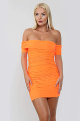 Ruched Bardot Bodycon Mini Dress - Dresses - Avinci