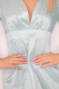 Satin Stitched Waist Long Sleeve Dress - Mini Dress - Avinci