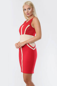 Contrast Zipper Bandage Bodycon Dress - Bodycon Dress - Avinci