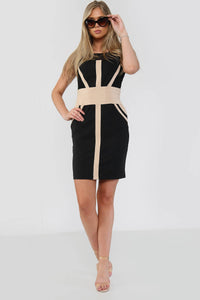 Contrast Zipper Bandage Bodycon Dress - Bodycon Dress - Avinci