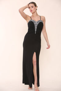 Women's Stunning Black Stonework Bodycon Dress - Maxi Dress - Avinci
